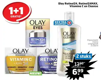 Trekpleister Olay retinol24, retinol24max, vitamine c en cleanse aanbieding