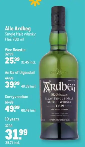 Makro Ardbeg Single Malt whisky 700ml aanbieding