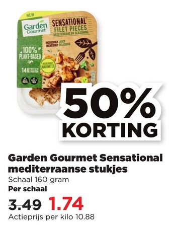 PLUS Garden Gourmet Sensational mediterraanse stukjes 160g aanbieding