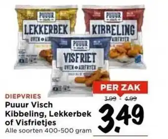 Vomar Voordeelmarkt Diepvries puuur visch kibbeling, lekkerbek of visfrietjes aanbieding