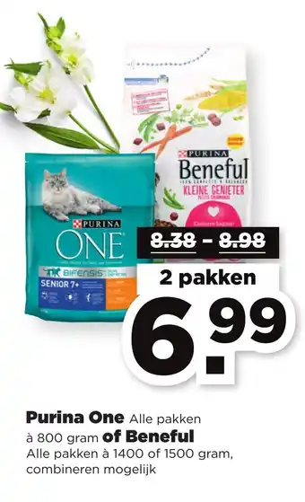 PLUS Purina One 800g of Beneful 1.4/1.5kg aanbieding