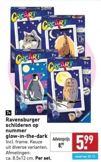 ALDI Ravensburger schilderen op nummer glow-in-the-dark aanbieding