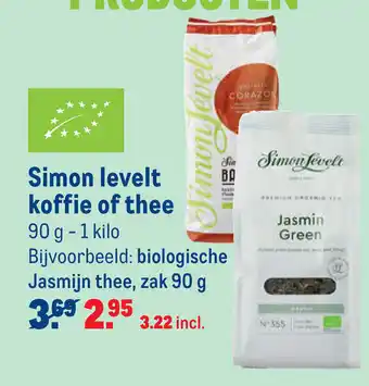 Makro Simon levelt koffie of thee 90g-1kg aanbieding