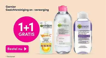 DA Garnier gezichtsreiniging en -verzorging 1+1 gratis aanbieding