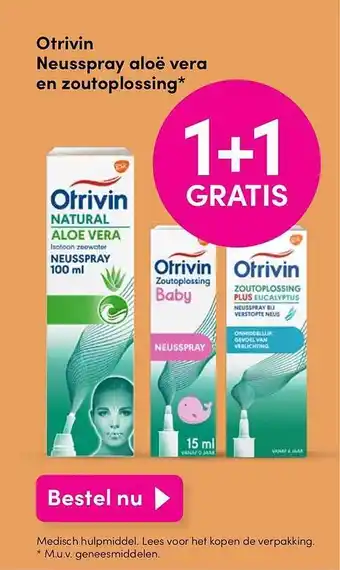 DA Otrivin neusspray aloë vera en zoutoplossing 1+1 gratis aanbieding