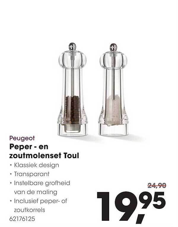 Peugeot peper en zoutmolenset toul aanbieding bij HANOS