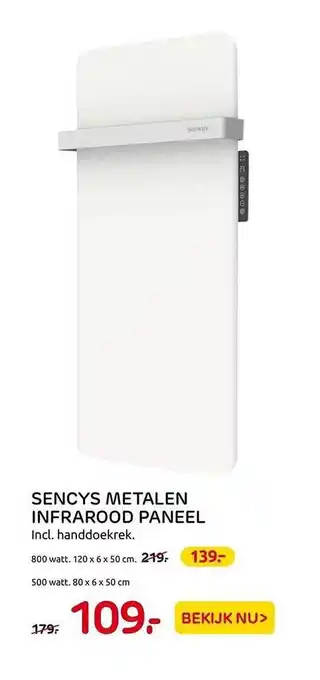 Praxis Sencys metalen infrarood paneel aanbieding