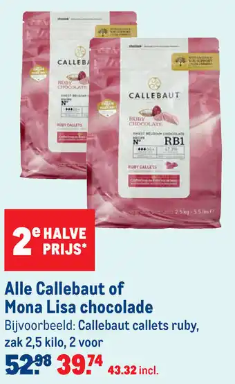 Makro Callebaut of Mona Lisa chocolade aanbieding