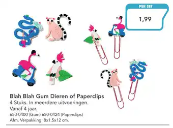 Marskramer Blah Blah Gum Dieren of Paperclips 4 stuks aanbieding