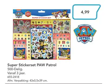 Marskramer Super Stickerset PAW Patrol 500-Delig aanbieding