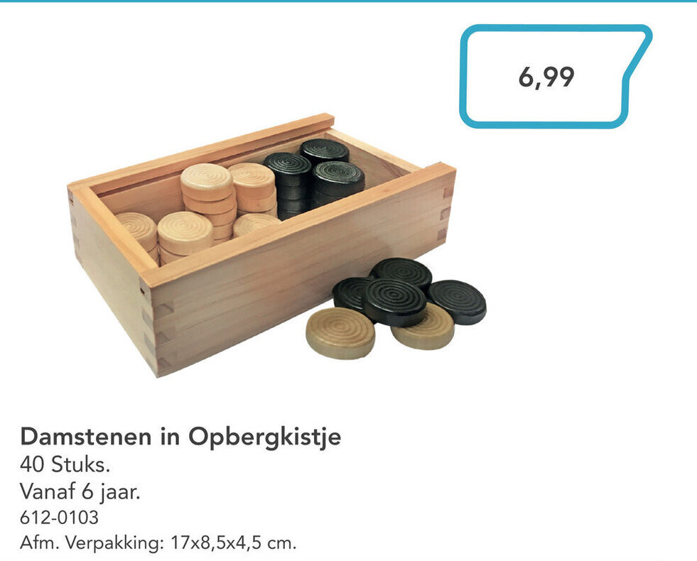 Damstenen in Opbergkistje 40 stuks aanbieding bij Marskramer Damstenen in Opbergkistje 40 stuks aanbieding bij Marskramer