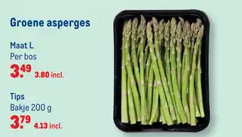 Makro Groene asperges tips 200g aanbieding