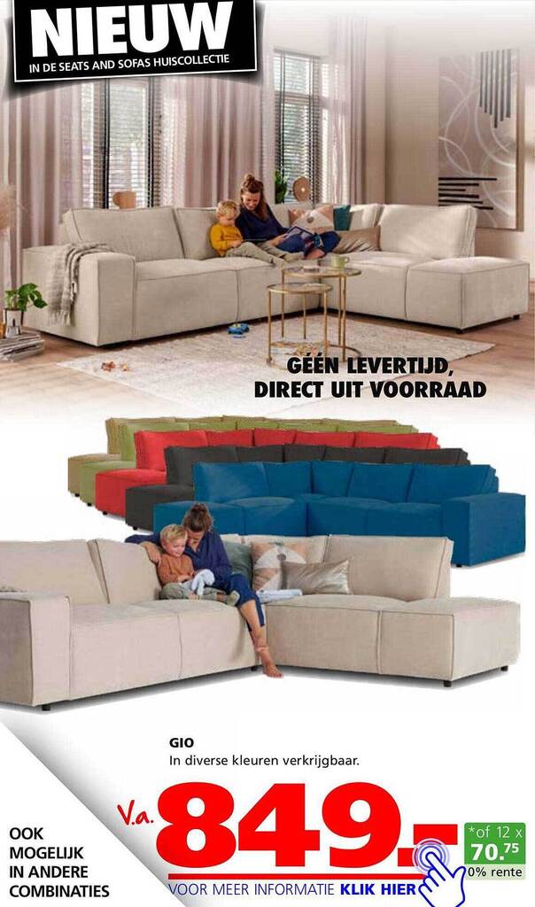 Gio hoekbank aanbieding bij Seats and Sofas