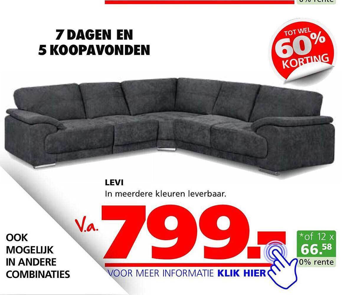 Levi hoekbank aanbieding bij Seats and Sofas