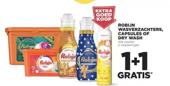 Jumbo Robijn wasverzachters, capsules of dry wash 1+1 gratis aanbieding