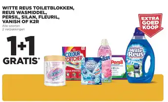 Jumbo Witte Reus toiletblokken, reus wasmiddel, Persil, Silan, Fleuril, Vanish of K2R 1+1 gratis aanbieding