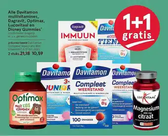 Etos Alle Davitamon Multivitamines, Dagravit, Optimax, Lucovitaal En Disney Gummies 1+1 Gratis aanbieding