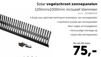 Bouwcenter Solar vogelschroot zonnepanelen 120mmx1000mm inclusief klemmen 20 st aanbieding