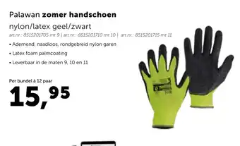 Bouwcenter Palawan zomer handschoen nylon/latex geel/zwart 12 paar aanbieding