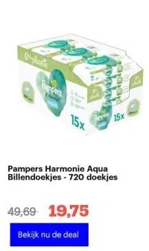 Bol.com Pampers harmonie aqua billendoekjes - 720 doekjes aanbieding