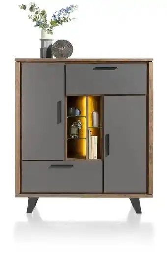 Henders & Hazel Cubo, highboard 125 cm. - 2-deuren + 1-lade + 1-klep + 5-niches (+ led) aanbieding
