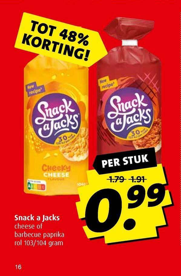Snack a jacks cheese of barbecue paprika aanbieding bij Boni