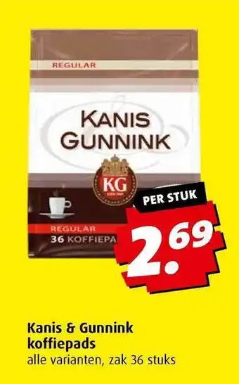 Boni Kanis & gunnink koffiepads aanbieding