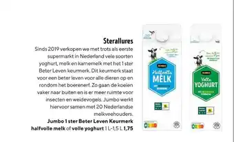 Jumbo Jumbo 1 ster beter leven keurmerk halfvolle melk of volle yoghurt aanbieding