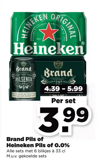 PLUS Brand Pils of Heineken Pils of 0.0% aanbieding