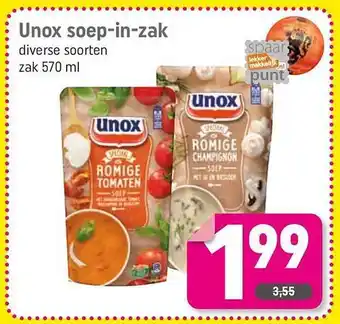 Dagwinkel Unox soep-in-zak aanbieding