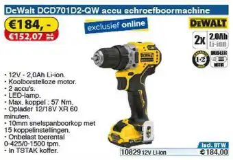 Toolstation DeWalt DCD701D2-QW Accu Schroefboormachine aanbieding