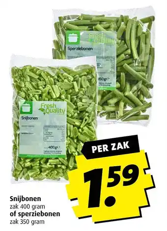 Boni Snijbonen zak 400 gram of sperziebonen zak 350 gram aanbieding