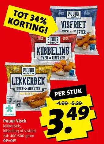 Boni Puuur visch lekkerbek, kibbeling of visfriet zak 400-500 gram aanbieding