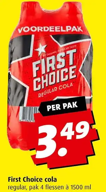 Boni First choice cola regular, pak 4 flessen à 1500 ml aanbieding