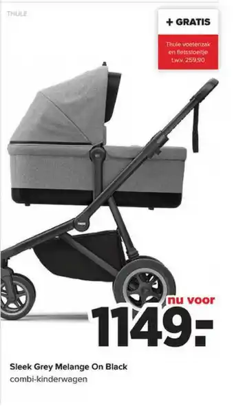 Baby-Dump Thule Sleek Grey Melange On Black Combi-Kinderwagen aanbieding