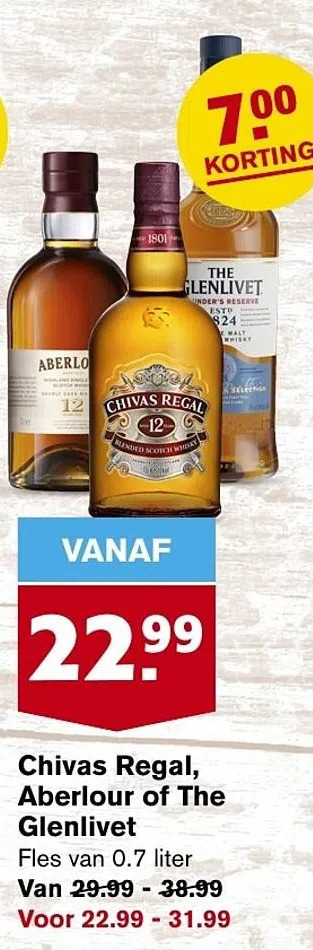 Chivas regal, aberlour of the glenlivet aanbieding bij Hoogvliet