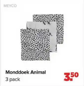 Baby-Dump Meyco Monddoek Animal 3 Pack aanbieding