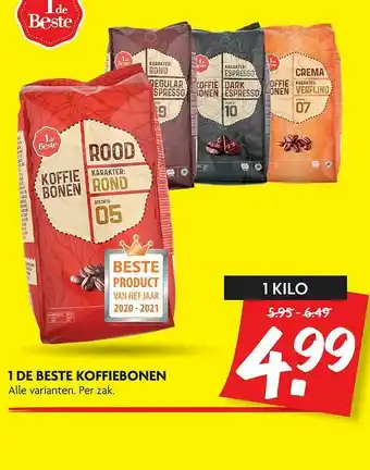 Dekamarkt 1 De Beste Koffiebonen aanbieding