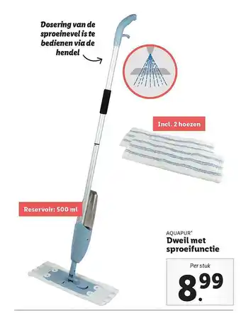 Lidl Aquapur Dweil Met Sproeifunctie aanbieding