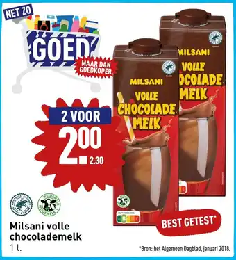 ALDI Milsani volle chocolademelk 1L aanbieding