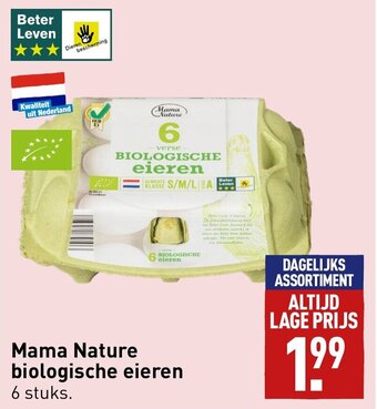 ALDI Mama nature biologische eieren 6 stuks aanbieding