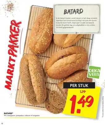 Dekamarkt Batard Wit, Meergranen, Pompadour, Volkoren Of Oergranen aanbieding