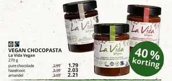 Natuurwinkel Vegan Chocopasta La Vida Vegan 40% Korting aanbieding