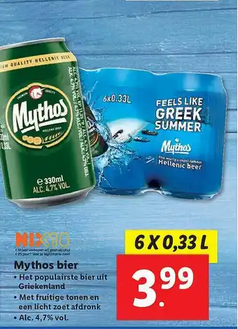 Lidl Mythos Bier 6 X 0,33 L aanbieding