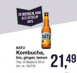 Bidfood Batu Kombucha, Bio, Ginger, Lemon aanbieding