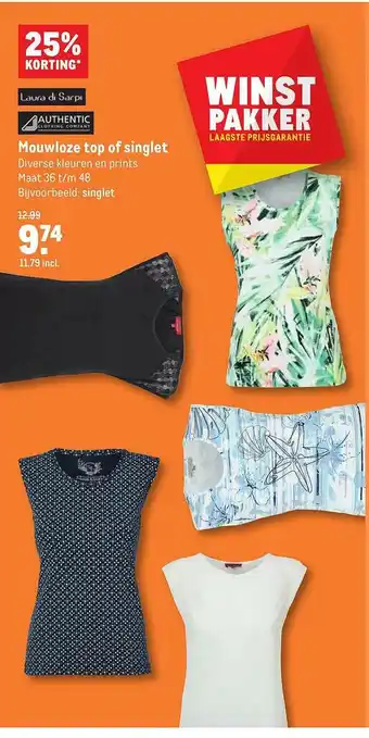 Makro Mouwloze Top Of Singlet 25% Korting aanbieding