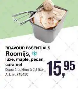 Bidfood Bravour Essentials Roomijs, Luxe, Maple, Pecan, Caramel aanbieding