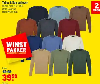 Makro Tailor & son pullover ronde hals of v-hals aanbieding