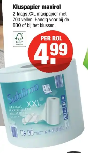 ALDI Kluspapier maxirol aanbieding