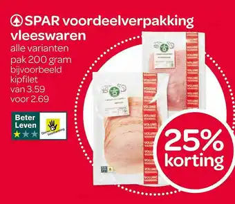 Spar Spar Voordeelverpakking Vleeswaren 25% Korting aanbieding